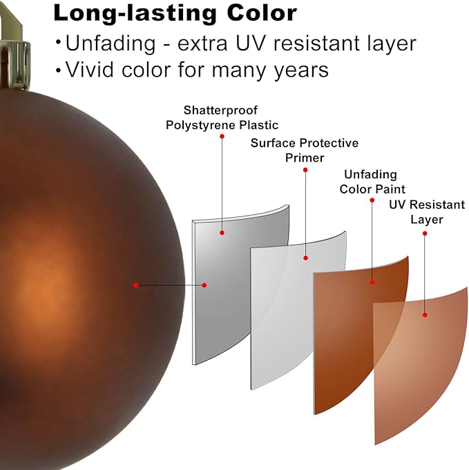 Bronze & Gold 2.5" Christmas Balls Christmas Tree Decoration Ornaments Shatterproof Hanging Balls for Birthday Halloween Holiday Wedding Decorations Set of 24pcs