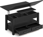 Rolanstar Coffee Table Lift Top, Multi-Function Convertible Coffee Table with Drawers and Hidden Compartment, Converts to Dining Table for Living Room, Home Office,Black