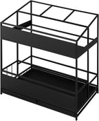 Commercial Metal Umbrella Holder Umbrella Stand with Drip Tray Entrance Umbrella Organizer Large Capacity Umbrella Rack for Home, Office, Apartment, Hotel (Black, 26.8 * 12.6 * 27.6in)