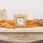NIKKY HOME Vintage Table Clock, Shabby Chic Decorative Pewter Desk Clock Battery Operated for Living Room Bathroom Shelf, Yellow