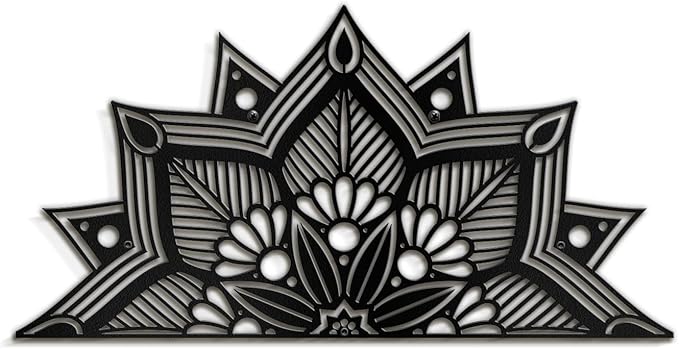 SIGNLEADER Metal Wall Art Decor Flower Minimalist Modern Abstract Wall Sculpture Hangings Home Decoration for Living Room, Bedroom, Bathroom, Kitchen, Outdoor - 18" Black