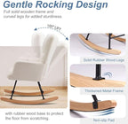 Nursery Rocking Chair, Boho Accent Ottoman, Teddy Upholstered Glider Rocker Accent Chair with High Backrest for Living Room, Small Spaces, Bedroom, Beige