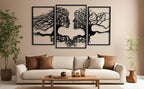 VAILLA Wood Wall Art Decor Wall Hanging Sculpture Modern Home Decoration 3 Panels Nature Wall Hangings Large Wooden Wall Arr 3D Textured Sculptures for Living Room Bedroom Office Dinnig Room (Faces 1)