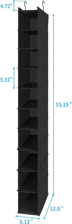 MAX Houser 10-Shelf Hanging Shoe Shelf Organizer, Hanging Shoe Storage for Closet,Pack of 2 (Black)