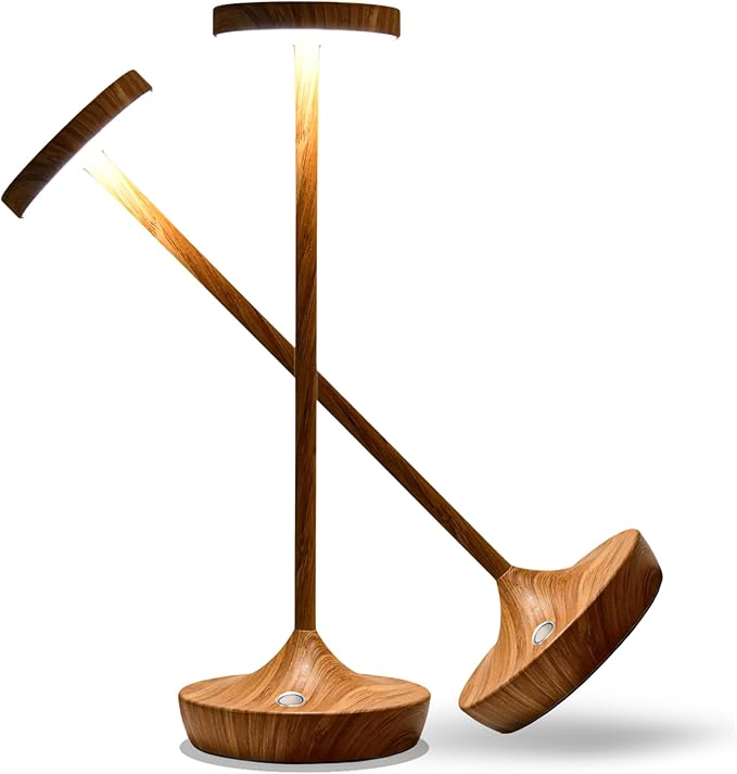Cordless Table Lamp Rechargeable - 6000mAh LED Battery Operated Table Light - Portable Touch Dimmable Outdoor Waterproof Table Lamps for Patio Bar Restaurant Dining (Bamboo Pattern)