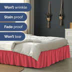 Wrap Around Dust Ruffle Bed Skirt - Red - Twin/Twin XL Size Beds with 18 Inch Drop - Easy Fit Elastic Strap - Adjustable Pleated Bedskirt w/Brushed Fabric - Wrinkle Free - Women, Men, Kids & Teens