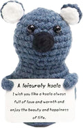 Funny Knitted Wool Doll Toy with Positive Card - Creative Cute Mini Crochet Positive Potato Dolls Cheer Up Gift for Family Kids Friends Encouragement Decoration (C- Leisurely Koala)