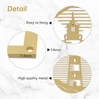 SIGNLEADER Metal Wall Art Decor Lighthouse Minimalist Modern Abstract Wall Sculpture Hangings Home Decoration for Living Room, Bedroom, Bathroom, Kitchen, Outdoor - 36" Gold
