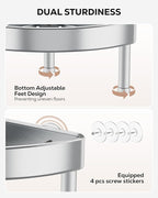 Nieifi Corner Shower Caddy Stand-4 Tier Rustproof Anodized Aluminum Standing Shower Organizer-Shower Caddy Corner-Dual Stability to Anti-Shaking-Height-Adjustable Legs for Uneven Surfaces-Silver