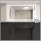 55"x40" Bathroom Mirror with LED Lights, Front and Backlit Mirror, Anti-Fog LED Vanity Mirror, 3 Colors and Dimmable Mirror, Waterproof, Corrosion Proof (Horizontal/Vertical)