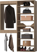 Modular Closet Organizer - 43" Wide Tower System with Hanging, Wood Storage Kit for Walk In and Bedroom Wardrobes