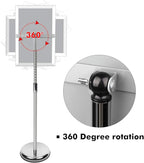 DISPLAYSWORKER Adjustable Poster Sign Stand,Floor-Standing Sign Holder with Heavy Duty Pedestal,for school hospital church shopping mall Silver 11 x 17inch