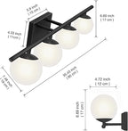 New Bathroom Vanity Light Fixtures Matte Black Milk White Globe Glass Shade 4 Lights Modern Wall Bar Sconce Over Mirror(4 lights-35.43inch)