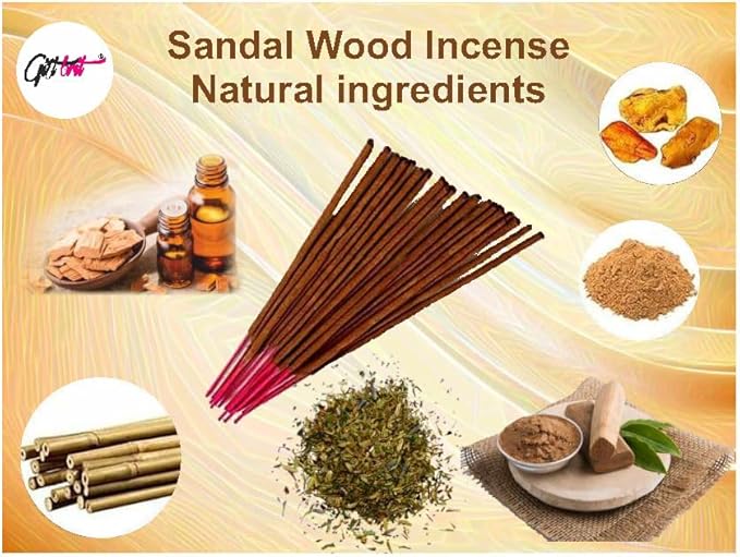 Giftbrit Sandalwood Natural & Herbal Incense Sticks 100 Sticks with Incense Holder for Meditation, Yoga, Church, Relaxation, Healing and Positivity