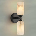 14.4in Alabaster Wall Sconce, Black Sconces with Spanish Marble, Modern Brass Wall Mounted Lamp, Hardwired LED Wall Lighting for Bathroom Bedroom Living Room Staircase Hallway Dining Room