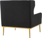 Merax Luxury Velvet Accent Chair, Modern Mid-Century Armchair for Living Room, Bedroom Reading Corner, Comfortable Tufted Single Seater Sofa Chair with Iron Legs (Black)