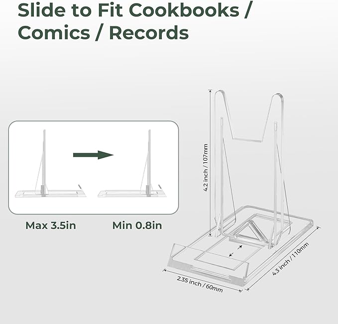 8 Pack Acrylic Book Display Stand - Adjustable Clear Easel Holder Display Collector Stand for Comic Books, CD DVD, Plates, Magazines, Postcard, Artworks, Collectibles & Home Office Decor
