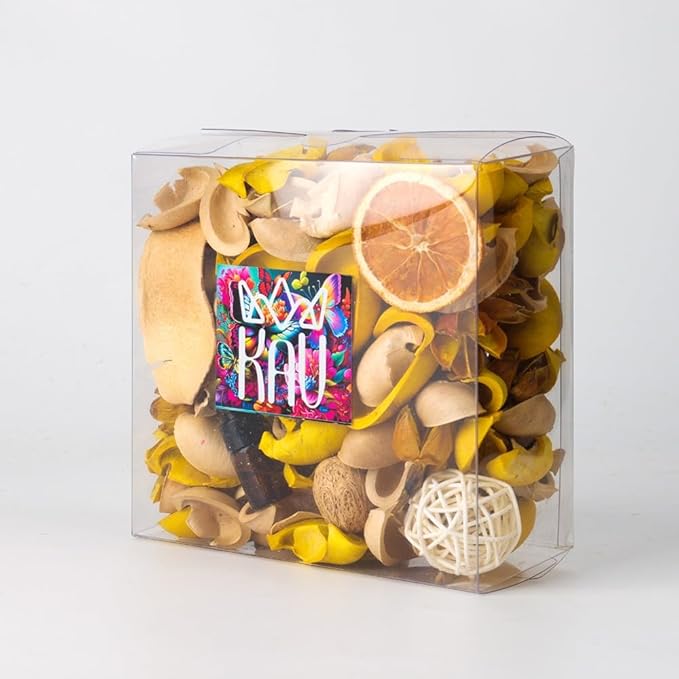 KAV Potpourri Bowl Filler, Spring Pot pourri Dried Flower Vase Fill Mix, Home Decor Scented Dry Petal Puporri, Cinnamon and Citrus, Natural Flower Home Fragrance 14 oz (Yelling Yellow)