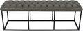 HomePop Upholstered Button Tufted Decorative Bench with Metal Base, Gray Faux Leather
