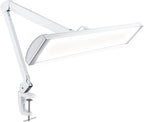 Neatfi Ultra Desk Lamp – 3,500 Lumens, 45W LED, 26-Inch Wide Shade, 5 Brightness Levels, Clamp Mount, Shadow-Free, Non-Flickering Light (Non-CCT with Clamp, White)