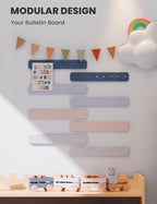 Cork Board Alternative Felt Strip Board 8-Pack 13"x2", Office Pin Board with 50 Push Pins, Adhesive Install for Bedroom Door & Home Office(Heather Grey)