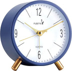 4 inches Super Silent Alarm Clock, Navy Blue Beep Wake Round Alarm Clock with Night Light,Battery Operated,Easy Set Entry Lux Stylefor Desk, Bedroom and Home Decoration
