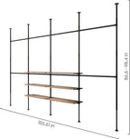 pamo Industrial Pipe Clothing Rack with Shelf - 660 lbs Capacity - Clamping Clothes Rack and Walk In Closet with Oak Shelf for Wardrobe