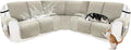 Recliner Sofa Covers 100% Waterproof Velvet L Shape Recliner Couch Covers for Dogs Pets Washable Anti Slip Recliner Slipcovers with Pockets (5 Seat Sofa with 2 Console, Light Gray)