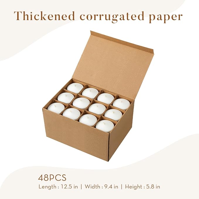 3 inch Floating Candles 48 Pack,10 Hours Burn Clean & Unscented Floating Candle,Floating Candles for Centerpieces,Valentine's Day,Romantic Night,Wedding