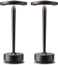 Cordless Table Lamp Rechargeable,6000mAh Battery Operated LED Desk Lamp 3 Color Stepless Touch Dimming,Waterproof Portable Memory Function Light for Bedroom,Outdoor,Patio,Dining,Restaurant Black 2P
