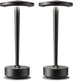 Cordless Table Lamp Rechargeable,6000mAh Battery Operated LED Desk Lamp 3 Color Stepless Touch Dimming,Waterproof Portable Memory Function Light for Bedroom,Outdoor,Patio,Dining,Restaurant Black 2P