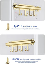 12" Valet Rod for Closet Pull Out With 4 Hooks Valet Rods for Closets (2Pack Gold) Closet Valet Rod Slide Out