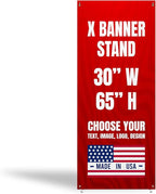 Custom X-Stand Banner with Adjustable Tripod (30”x65”) by BCB Print | Personalized Cross Stand Banner for Advertising & Trade Shows | HD Print Vertical Stand | Express Dispatch+Ship/Made in USA