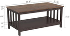 ChooChoo Farmhouse Coffee Table, Espresso Living Room Table with Shelf, 40 Inch