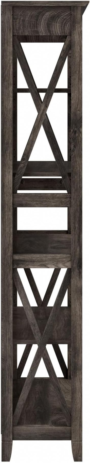 Bush Home Tall 5 Shelf Bookcase for Living Room or Home Office, Large Bookshelf, Modern Farmhouse Style, Key West Collection, Dark Gray Hickory