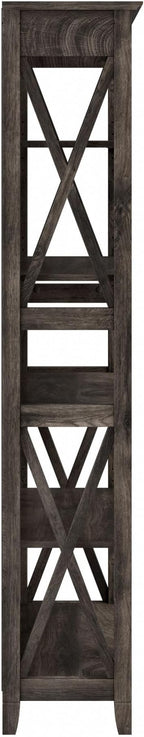Bush Home Tall 5 Shelf Bookcase for Living Room or Home Office, Large Bookshelf, Modern Farmhouse Style, Key West Collection, Dark Gray Hickory