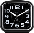 5.5" Large Analog Alarm Clock Silent Non Ticking, Gentle Wake, Beep Sounds, Increasing Volume, Battery Operated Snooze and Manual Light, Easy Set, Black (Best for Elder)