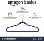 Amazon Basics Slim Velvet, Non-Slip Suit Clothes Hangers, Pack of 50, Navy Blue/Rose Gold