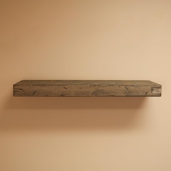Urbandi Rustic Distressed Floating Shelves, Set of 2, Handmade Out of Pine Wood, 3 Inch Thick, Made in USA (Aged Barrel, 48Lx3Hx6D)