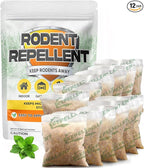 Rodent Repellent, Mouse Repellent Pouches, Mice Repellent Indoor, Mouse Deterrent Outdoor, Rat Repellent, Extra-Strength Rodent-Repelling Pouch, Peppermint to Keep Mice Away from Garage-12P