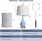 Modern Blue Table Lamp Set of 2, 24" Ceramic Table Lamp with USB A+C Ports,Classic Beside Lamps Nightstand Lamp Modern Lamp for Living Room, Bedroom & Office -LED Bulbs Included