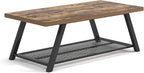 FOLUBAN 47 Inch Coffee Table, Industrial Wood and Metal Living Room Table with Storage Shelf, Rectangle Center Table, Rustic Brown