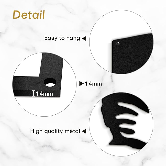SIGNLEADER Metal Wall Art Decor Love Romance Minimalist Modern Abstract Wall Sculpture Hangings Home Decoration for Living Room, Bedroom, Bathroom, Kitchen, Outdoor - 24" Black