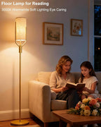 64.6IN Black Floor Lamp - Dimmable LED Floor Lamp with Linen Shade, 3000K Soft Warm White | Bulbs Included | Modern Tall Lamp for Living Room, Bedroom, Wedding & Party