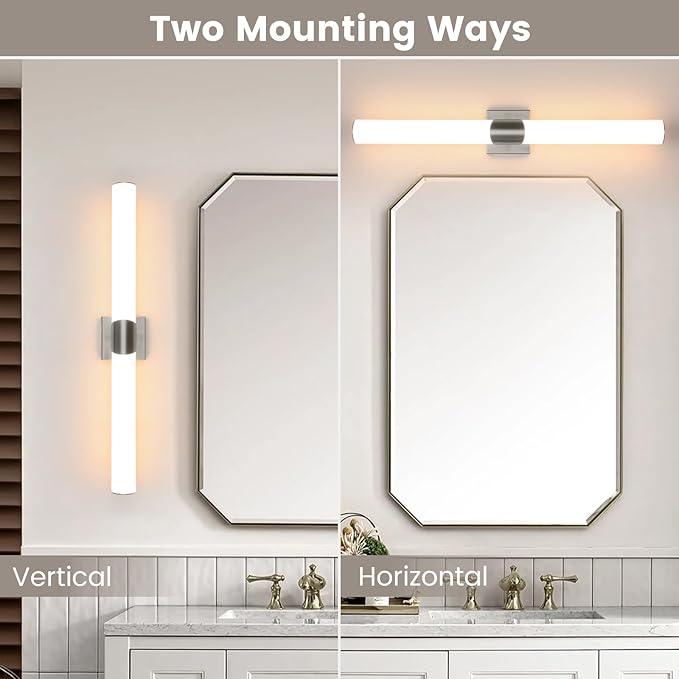 Modern Wall Sconce 30.4 Inch Brushed Nickel Bathroom Sconces Led Wall Lights with Acrylic Shade Hardwired Long Vanity Lighting Fixtures Over Mirror for Bedroom Living Room Hallway
