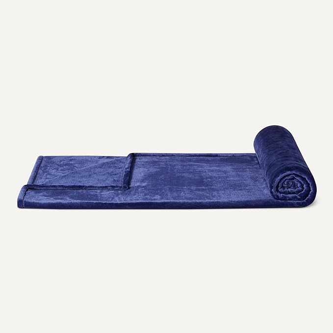 Amazon Basics Soft Fleece Throw Blanket, Lightweight Cozy Blanket for Couch & Sofa, 50 x 60 Inches, Navy