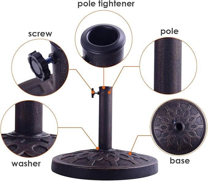 Giantex 30lbs Patio Market Umbrella Base, Heavy Duty Outdoor Stand, Cast Iron Umbrella Holder for Garden Beach, Classic Round Umbrella Standing Deck Porch