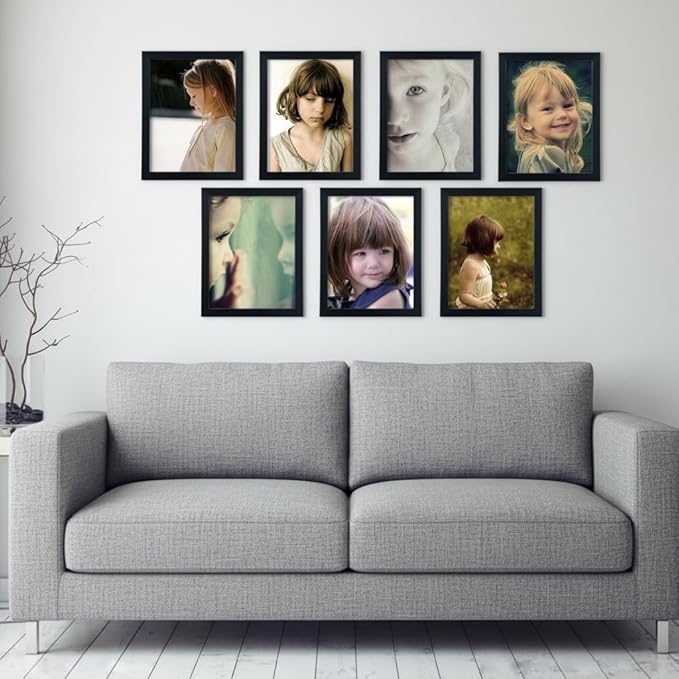 Giftgarden 8x10 Picture Frame Set of 7, Multi Photo Frames for Wall Decor or Tabletop Display, Black