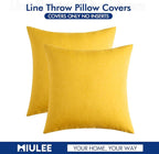 MIULEE Pack of 2 Decorative Outdoor Solid Waterproof Throw Pillow Covers Faux Linen Garden Farmhouse Cushion Cases for Summer Patio Tent Balcony Couch Sofa 18x18 Inch Mustard Yellow