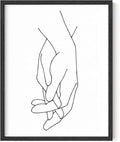 Y2K BOO Holding Hands UNFRAMED Wall Art Interlocking Fingers Connection Continuous Line Drawing 11x14 Inch Heavyweight Paper Modern Studio Decor